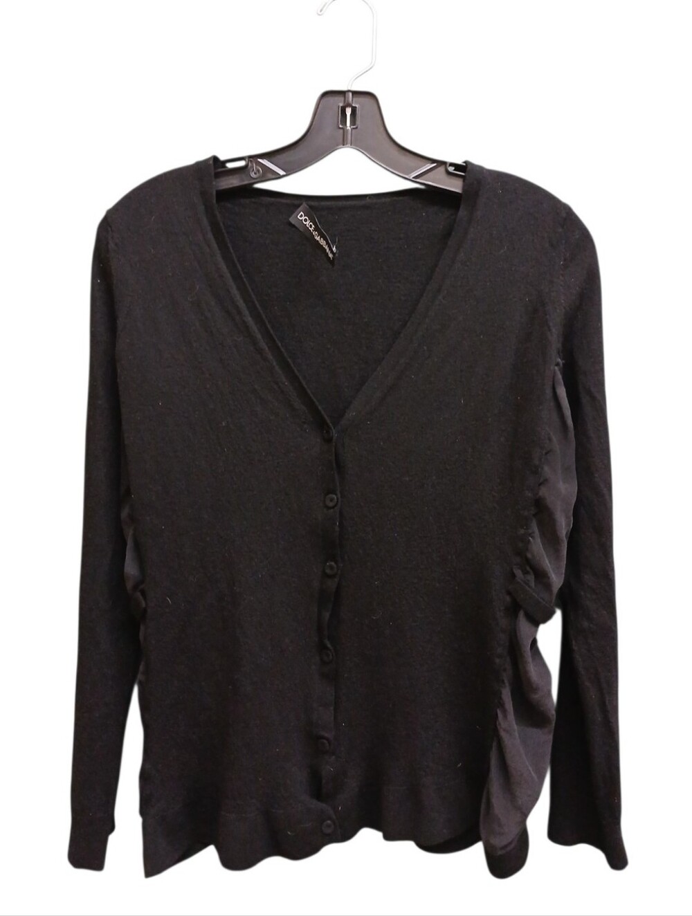 Dolce & Gabbana Wool Black Button-Front V-Neck Cardigan Size 48 IT